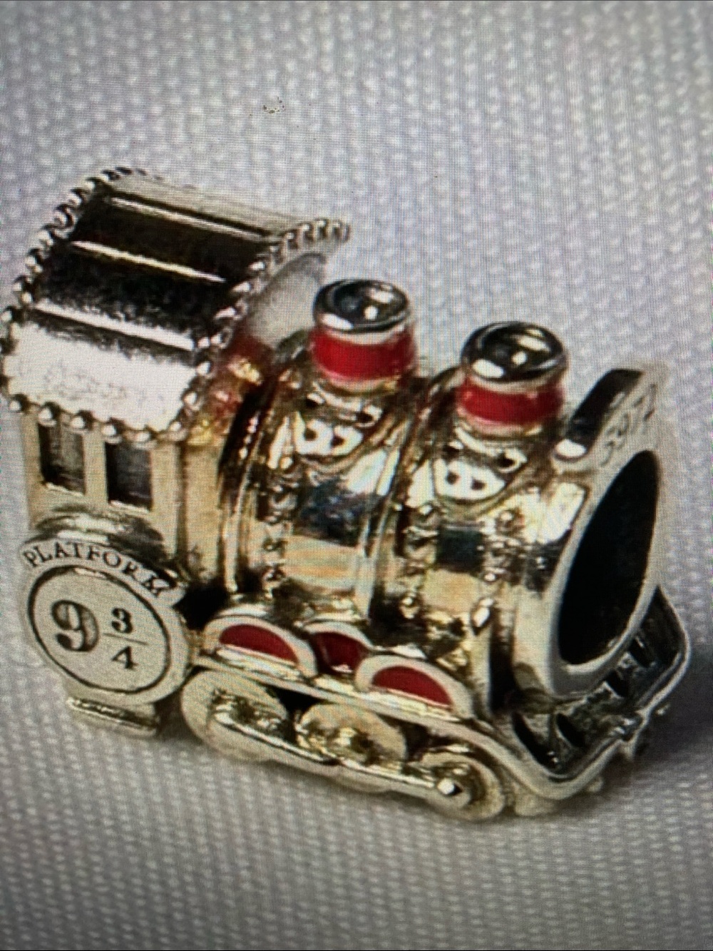 Pandora Gold Tone Hogwarts Express Train Charm with Red Accents
